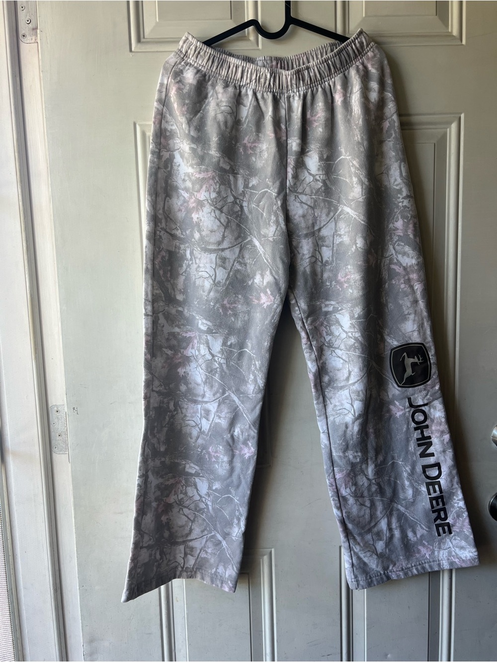 John Deere Gray Camo Joggers with Light Pink Accents